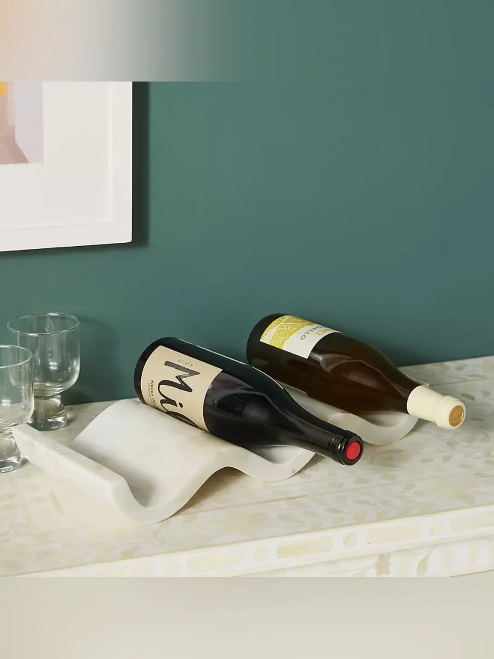 RARE Anthropologie Robin Marble Wine Bottle Holder